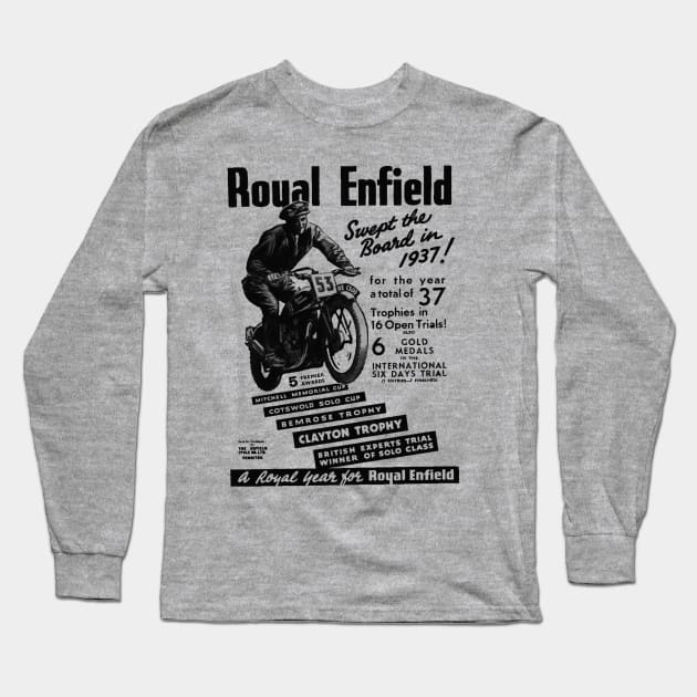 Gorgeous 1937 Royal Enfield Motorcycles Long Sleeve T-Shirt by MotorManiac